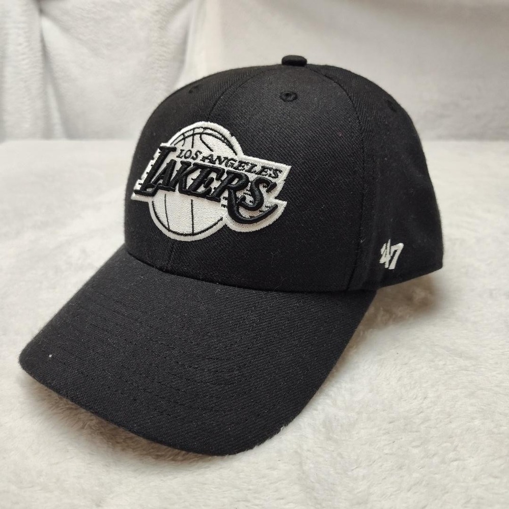 Los Angeles Lakers Hat Cap Strap Back Mens One Size Black NBA Basketball '47